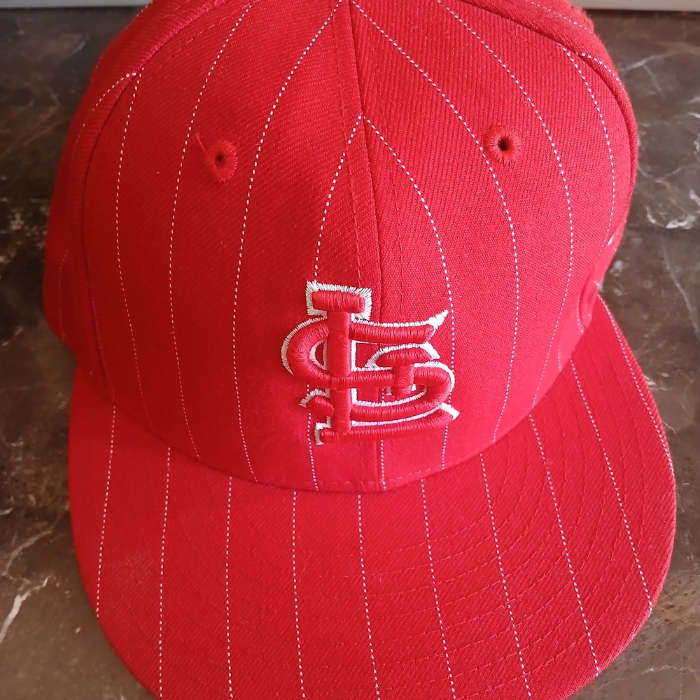 New Era Red Pinstripe Baseball Cap - Picture 9 of 11
